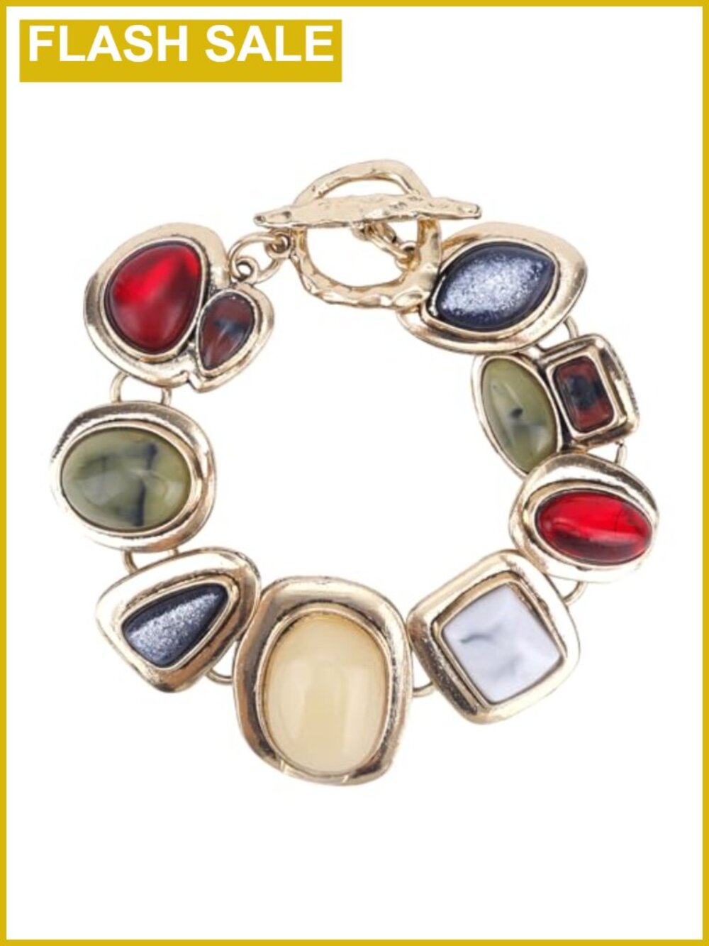 Geometric Resin Stone Bracelet Retro Ethnic Style Link Bracelet